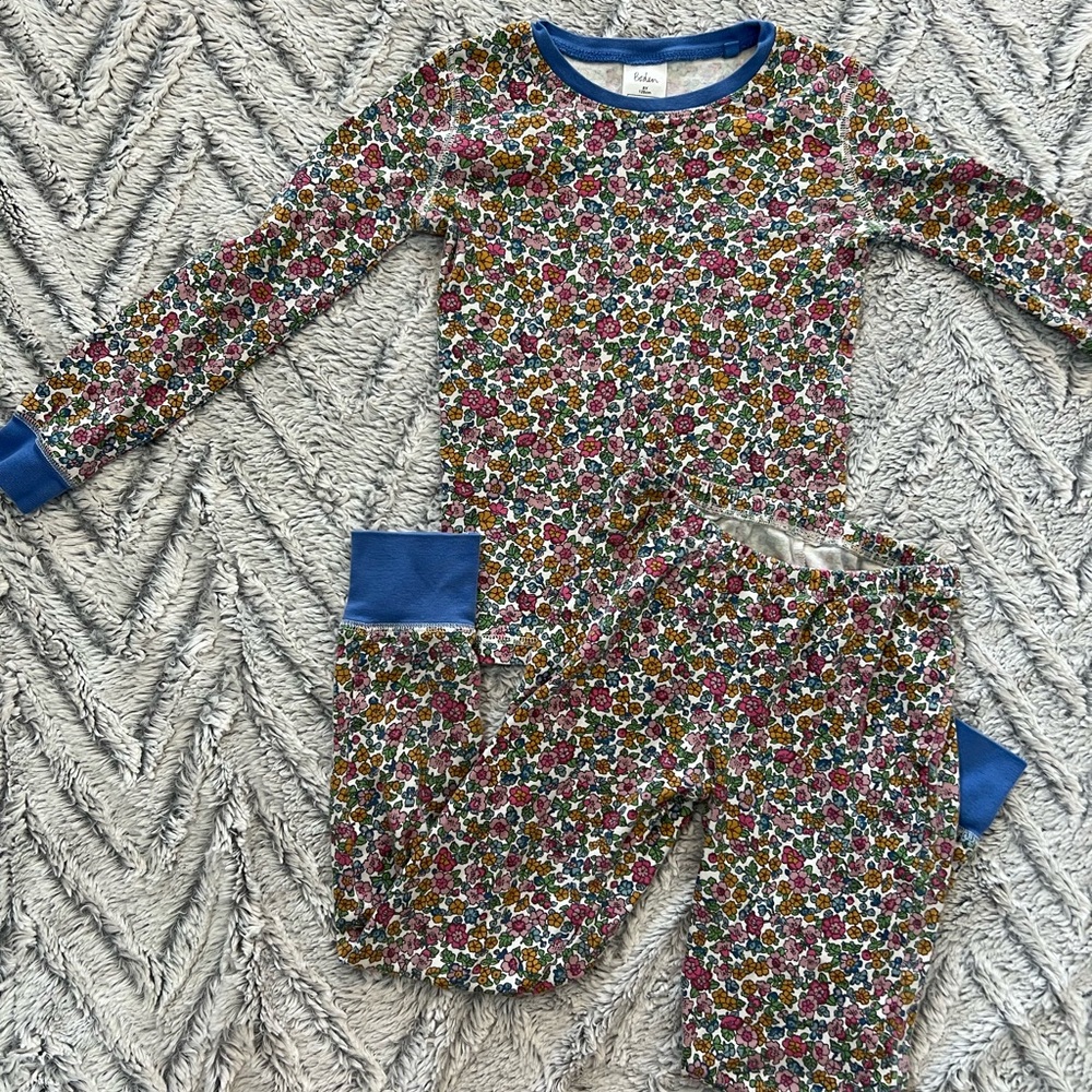Boden Girl’s Pajama Set Floral blue long sleeve and pants 8Y 8